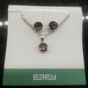 EFFY premium necklace & earrings set smoky quartz